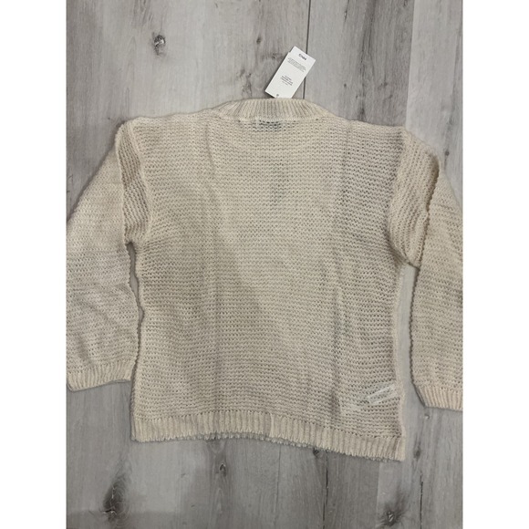 MANGO Cream Sheer Knit Sweater Oversized Crew Neck Long Sleeve XS New With Tags - Picture 3 of 5